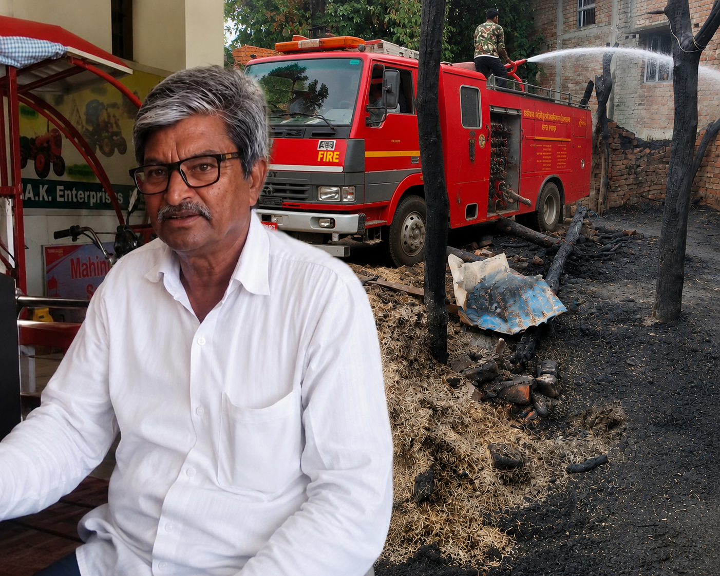 महाराजगञ्जमा दमकल सेवा नहुँदा आगलागीबाट ठूलो क्षति, १० भैँसी मरे